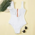 thumbnail image 6 of Women Swimsuits Solid Color One Piece Bikini Zipper Front Bathing Suit,White,S, 6 of 7