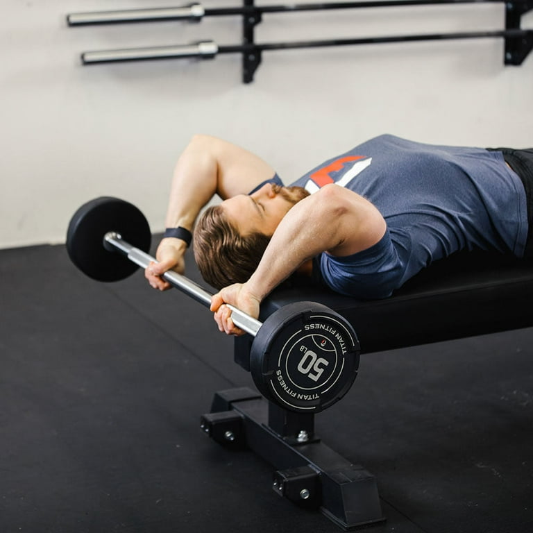 Titan Fitness 60 LB Rubber Straight Fixed Barbell, Pre-Loaded