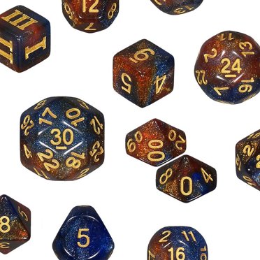 14-Piece Unusual Dice Set - DCC Approved RPG Dice With D3 To D30