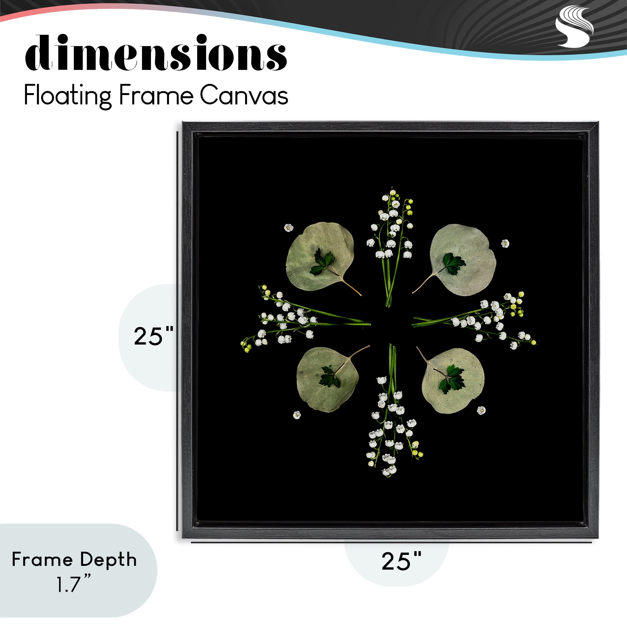 Stupell Industries Leaves & Wildflowers on Black Black Framed Floater Canvas Wall Art, design by Beth Adoette