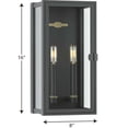 thumbnail image 2 of Stature Collection Two-Light Textured Black and Clear Glass Transitional Style Medium Outdoor Wall Lantern, 2 of 2