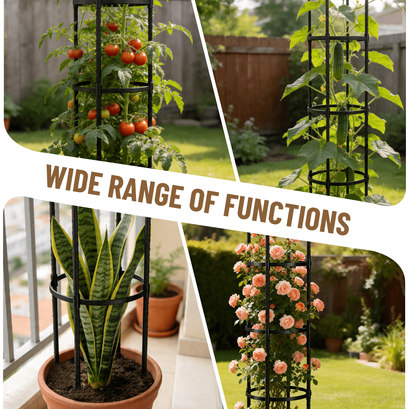 Garden Trellis, Tomato Cage Tall Plant Support Climbing Vines Flowers Stands Cucumber Trellis Plant cage(Tall 59 inches，2 Pack)