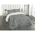 thumbnail image 3 of Ambesonne Damask Quilted Bedspread Set 3 Pcs, Design Elements, Queen Size, Black White, 3 of 5