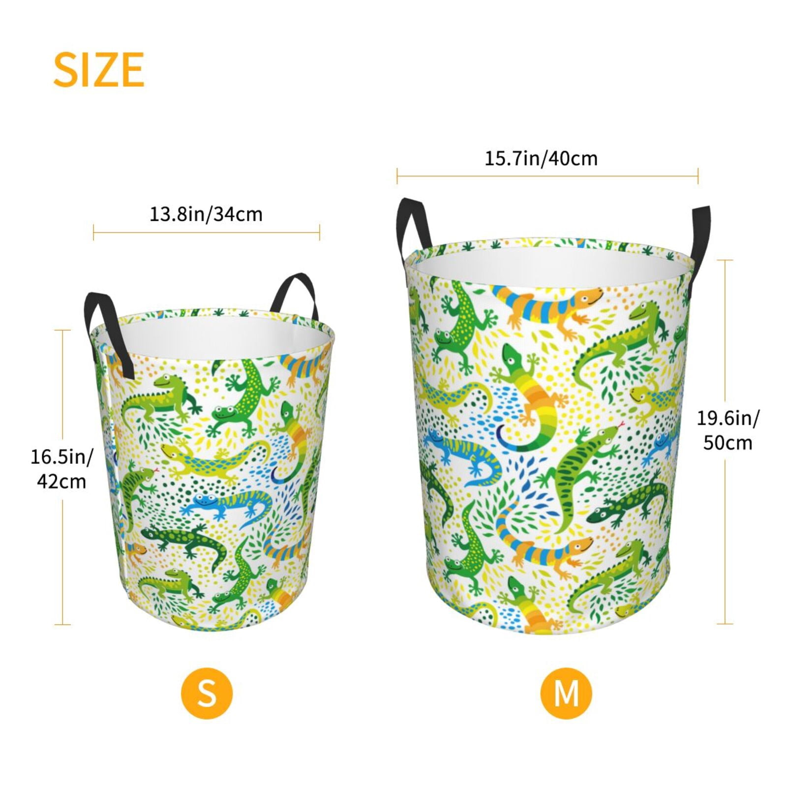 Large Laundry Basket with Handles - Classic Cute Lizard Kids Baby Dirty Clothes Laundry Hamper for Bedroom Aesthetic
