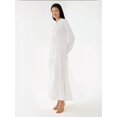 thumbnail image 4 of Textured Crew Neck Maxi Dress with Buttons, 4 of 6