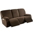 thumbnail image 2 of 3-Seater Stretch Recliner Chair Cover Elastic Armchair Sofa Couch Slipcover(Brown), 2 of 11