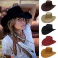 thumbnail image 2 of Sombrero De Vaquero para hombre y mujer, gorra De piel sintética, visera De Panamá, visera Occidental, 2 of 4