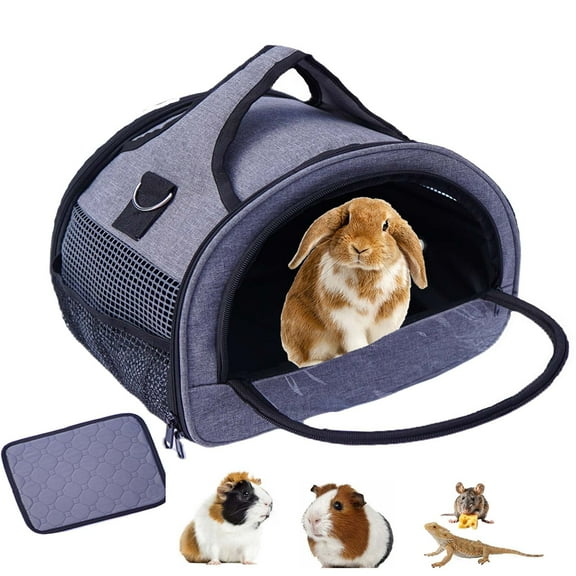 Rabbit Carrier, Small Pet Carriers for Guinea Pig Hamster Bird Bunny Bearded Dragon Kitty, Animal Bag with Stable Handle and Waterproof Pad, Easy Travel and Vet Visit-Small