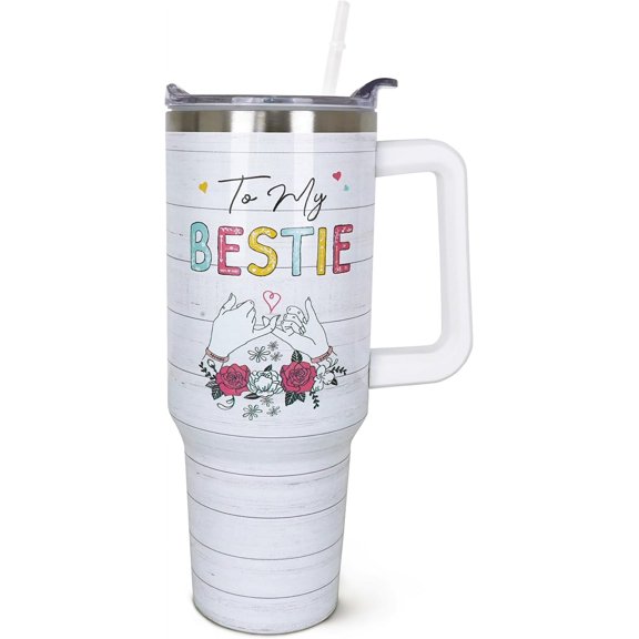 Best Friend Birthday Gifts Best Friend Gift for Women Bestie Birthday Christmas Gifts 40 oz Tumbler with Handle and Straw, Reusable Insulated Stainless Steel Best Friend Tumblers