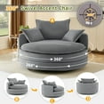 thumbnail image 4 of Harper & Bright Designs 360° Swivel Accent Chair, Barrel Chair Swivel Round Sofa Chair with Cushion and 3 Pillows for Living Room, Grey, 4 of 16
