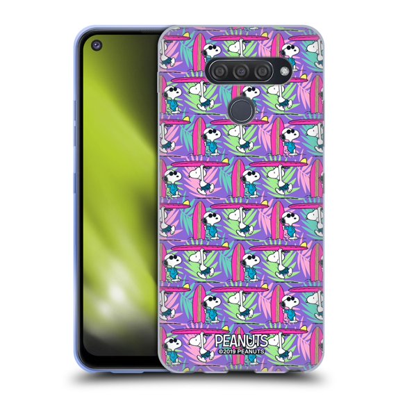 Head Case Designs Officially Licensed Peanuts Snoopy Aloha Disco Surf Pattern Soft Gel Case Compatible with LG Q70