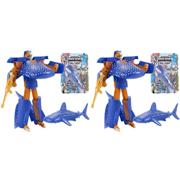 (2-Pack) Rinsvye Children's Toy Conversion Robot Beads for Toddlers Shark Ocean Anime Figurine 100 Chart Game Gift for Christmas