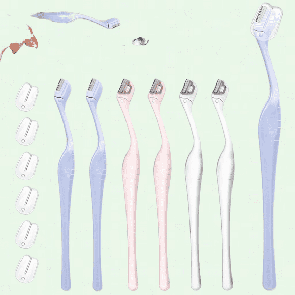 6 Pieces Eyebrow Razor Set, Mini Razor Trimmer with Precision Cover for Women's Face, Lip Hair Removal and Makeup