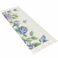 thumbnail image 2 of Flower Butterfly Entryway Runner Rug 2x4ft,Blue Purple Watercolor Wilflower Washable Woven Living Room Hallway Bedroom Kitchen Carpet with Tassels,Indoor Outdoor Throw Door Mat for Entryway, 2 of 5