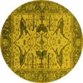 thumbnail image 1 of Ahgly Company Machine Washable Indoor Round Oriental Yellow Industrial Area Rugs, 5' Round, 1 of 4