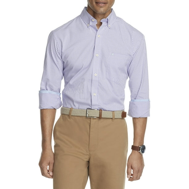 Izod Men's Advantage Performance Gingham Long Sleeve Button Down