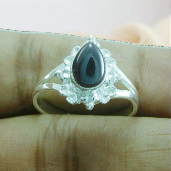 925 Sterling Silver Handmade Designer Ring Unique Natural Black Onyx Gemstone Jewelry