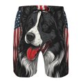 thumbnail image 3 of Honeii's Independence Day Collie Print Men's Casual Shorts with Drawstring，Swim Trunks Quick Dry Beach Shorts, 3 of 5