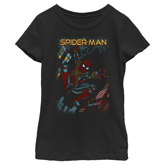 Girl's Marvel Spider-Man: No Way Home Slinging Cover Graphic Tee Black Small