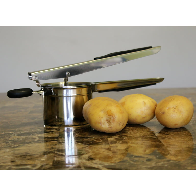 US$ 7.49 - Potato Masher,Stainless Steel Gold Handle Potato Ricer