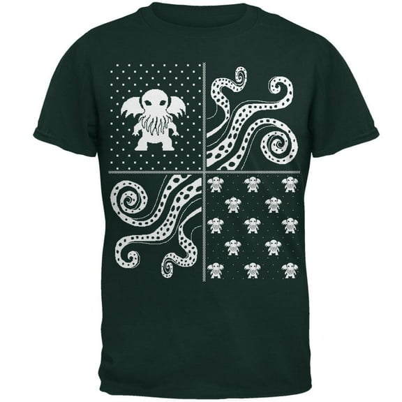 Cthulhu Lovecraft Dimensions Ugly XMAS Sweater Forest Adult T-Shirt - Large