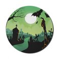 thumbnail image 1 of Halloween Mouse Pad for Computers, Cemetery Scene with Zombie Hand Through Ground Tomb Stones and Bats, Round Non-Slip Thick Rubber Modern Mousepad, 8" Round, Green Black and Orange, by Ambesonne, 1 of 2