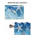 thumbnail image 6 of Blue Beige Ombre Coastal 2 Panel Kitchen Curtains for Windows, Nautical Beach Starfish Coral Summer Bathroom Privacy Curtain, Home Décor Window Treatment for Bedroom/Living Room 55"x45", 6 of 6