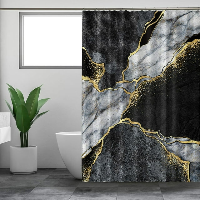 Shower Curtain, 70.86 Inch Modern Geometric Thick Shower Curtain for Bathroom with 12 Hooks Polyester Fabric Waterproof Shower Curtains Sets Machine Washable Decor Bath Curtain
