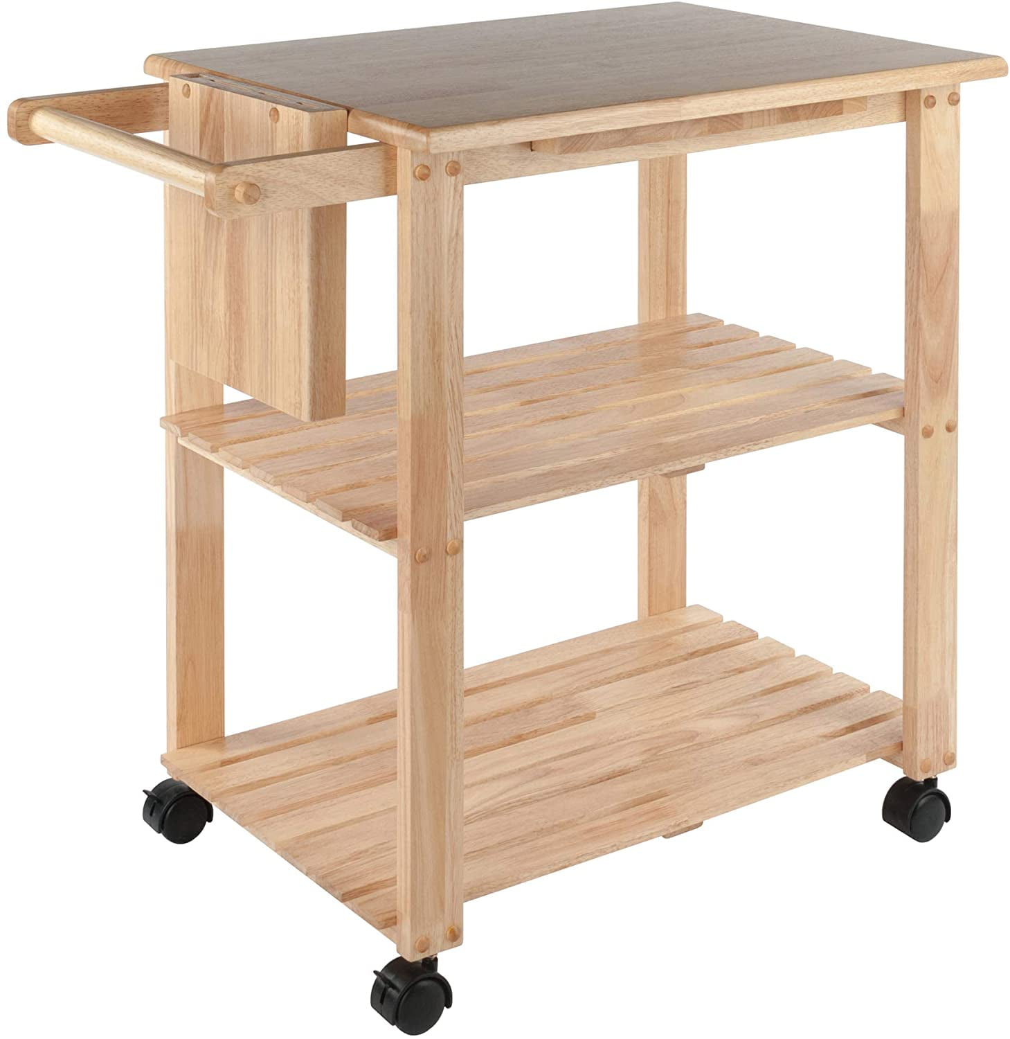 Winsome Natural Wood Kitchen Cart with Wine Rack and Storage