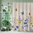 thumbnail image 3 of Shower Curtain, Colorful Lavender Daisy on Linen Waterproof Shower Curtain Set with Hooks for Bathroom Showers,Stalls and Bathtubs,72x72In Summer Flower Butterfly, 3 of 9