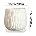 thumbnail image 3 of Minimalist Ripple Pattern Planter, 7 Inch Plastic Small Plant Pot with Tray, Beige Home Decor for Indoor Plants, 3 of 6