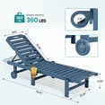 thumbnail image 6 of SERWALL Outdoor Chaise Lounge Set of 2, Adjustable Patio Chaise Lounge, HDPE Lounge Chair with Rolling Wheels & Cup Holder for Poolside, Blue, 6 of 7