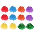 thumbnail image 4 of 12 piezas de porristas suministros pompones que animan guirnalda que anima bolas brillantes que animan con mango (azul + amarillo + púrpura + naranja + rojo + verde), 4 of 5