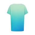 thumbnail image 3 of Blusas para las Mujeres Casual, Rayas Impresas Patchwork Manga Corta Cuello Redondo Top Hecho de 95% Poliéster 5% Spandex para el Verano, Tops Cortos para las Mujeres, 3 of 4