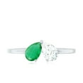thumbnail image 4 of Rosec Jewels Real Emerald Toi Et Moi Promise Ring - Emerald Diamond Ring for Women - AAA Grade - Ready to Gift for Valentines Day, 925 Sterling Silver, US 4.00, 4 of 8