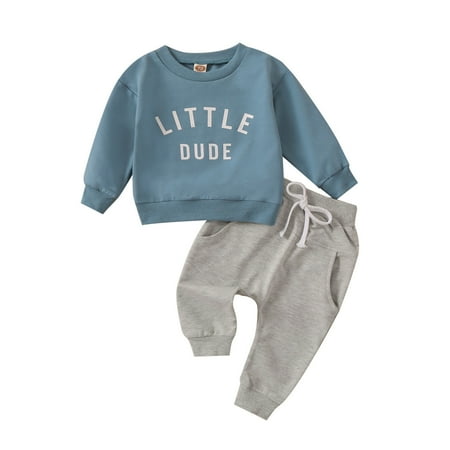 

KmaiSchai Baby Boy Western Outfit Toddler Baby Boy Girl Fall Clothes Letter Print Sweatshirt Pullover Tops + Pants Outfits Set Tracksuit Clothing Baby Boy Pajamas New Baby Boy Gift Basket 4 Month Ol