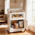 thumbnail image 4 of BouPower 32" Wooden Hamster Cage with Storage Cabinet & Wheels, Small Animal Enclosure for Syrian Hamsters and Gerbils, 40.55”L x 15.75”W x 31.5”H, Deep Base, Ventilated, 4 of 7