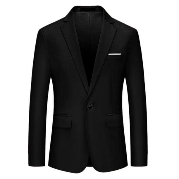 Blazer Lars Amadeus Slim Fit para hombre traje de un botón Negro L