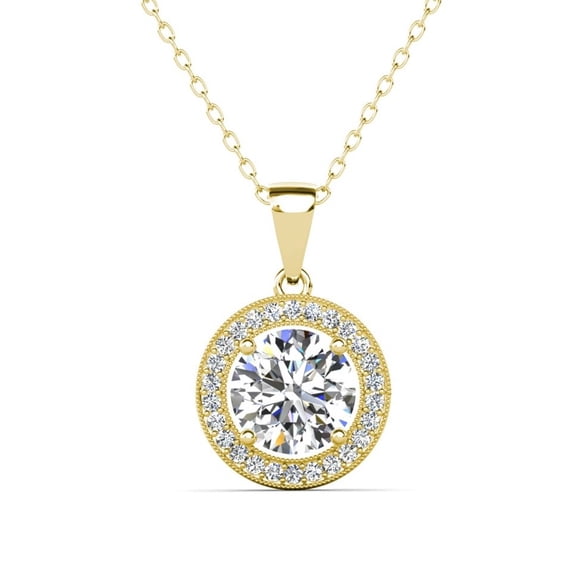 Cate & Chloe Blake Collier Halo Plaqué Or Jaune 18k avec Cristaux Diamant Simulés pour Femmes