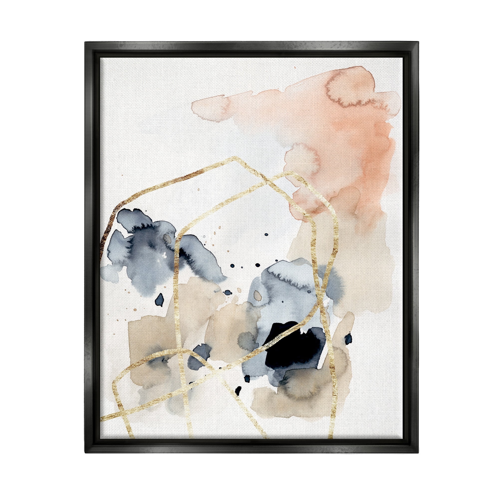 Stupell Industries Abstracted Musical Beats Boho Inspired Design Jet Black Framed Floating Canvas Wall Art, 16x20, by Victoria Barnes
