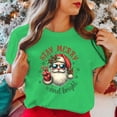 thumbnail image 3 of Funny Christmas Santa Claus Stay Merry And Bright Print T-Shirt Summer Letter Print T Shirt Women Men Short Sleeve Loose Shirts, 3 of 5