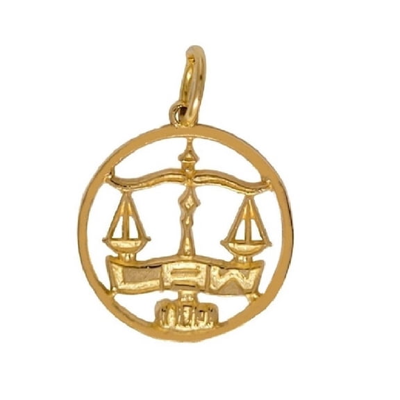 14k Yellow Gold Law Scales of Justice Pendant Charm