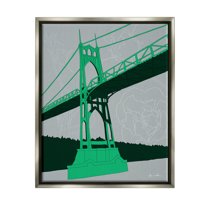 Stupell Industries Modern Floral Bridge Architecture Graphic Art Luster Gray Floating Framed Canvas Print Wall Art, Design by Shane Donahue