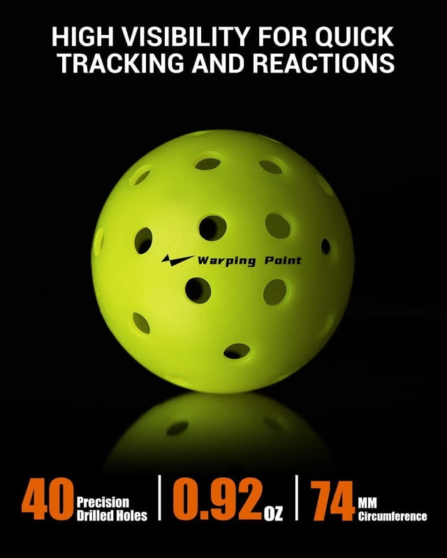 Warping Point Outdoor Pickleball Balls USAPA Approved | 12 Pack | 40 Holes Competition Pickle Balls for Tournament Play | Crack Resistant Pickleball for Beginner Intermediate Pro Player