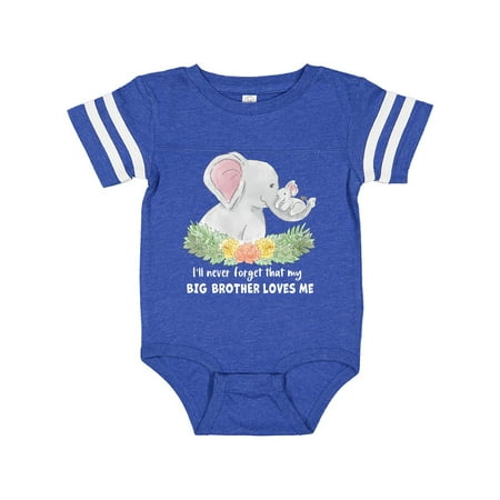 

Inktastic I ll Never Forget That My Big Brother Loves Me Cute Elephant Gift Baby Boy or Baby Girl Bodysuit