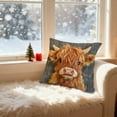 thumbnail image 4 of ​Printed Highland Cow Pillow Cover, Realistic Brown Long-Haired Cow Portrait on Dark Gray Background, Soft Farmhouse Decor for Living Room Couch Multicolor, 4 of 6