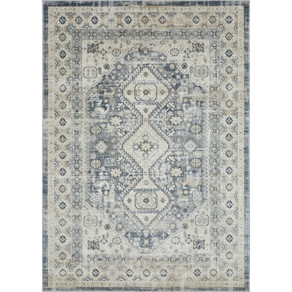 Loomaknoti Kehleigh Awester 5' x 7' Blue Oriental Indoor Area Rug