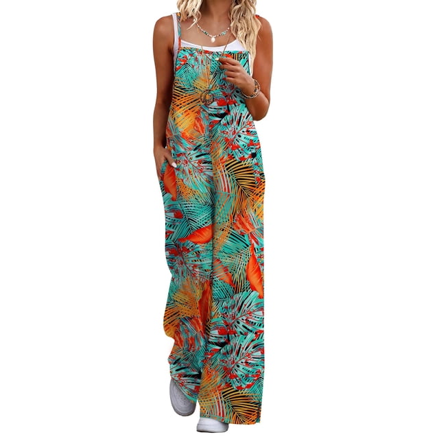 Mono casual Ekouaer para mujer, casual, sin mangas, estilo bohemio, estampado floral