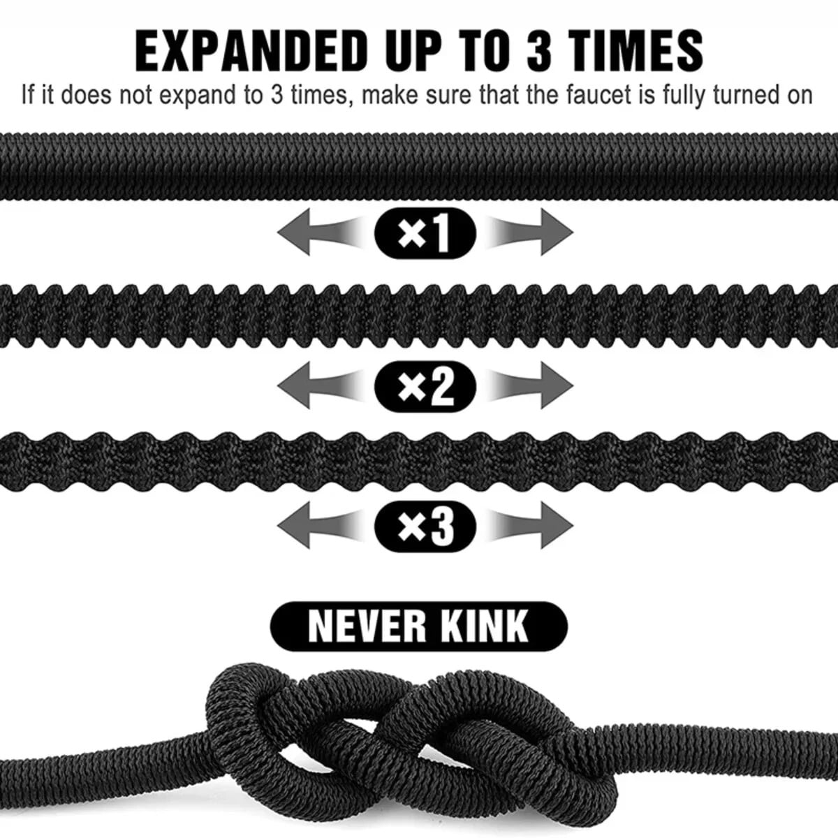 Expandable Garden Hose – 75 FT - with Multi-Pattern Spray Nozzle – Durable, Flexible, Multipurpose (Black)