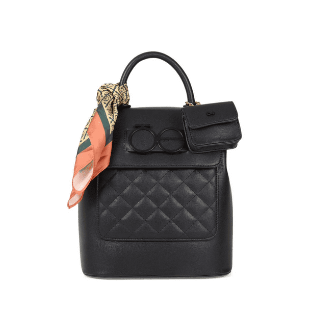Mochila Diseno Acolchado Negra Cloe A Rombos Con Mascada Cloe Backpack Bodega Aurrera en linea